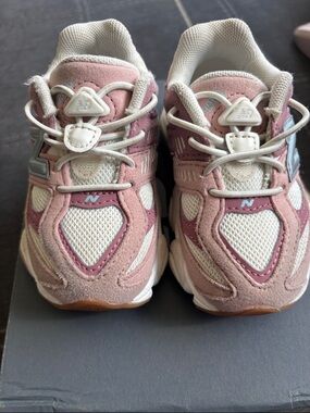 New Balance Kids Pink and White 9060 Sneakers